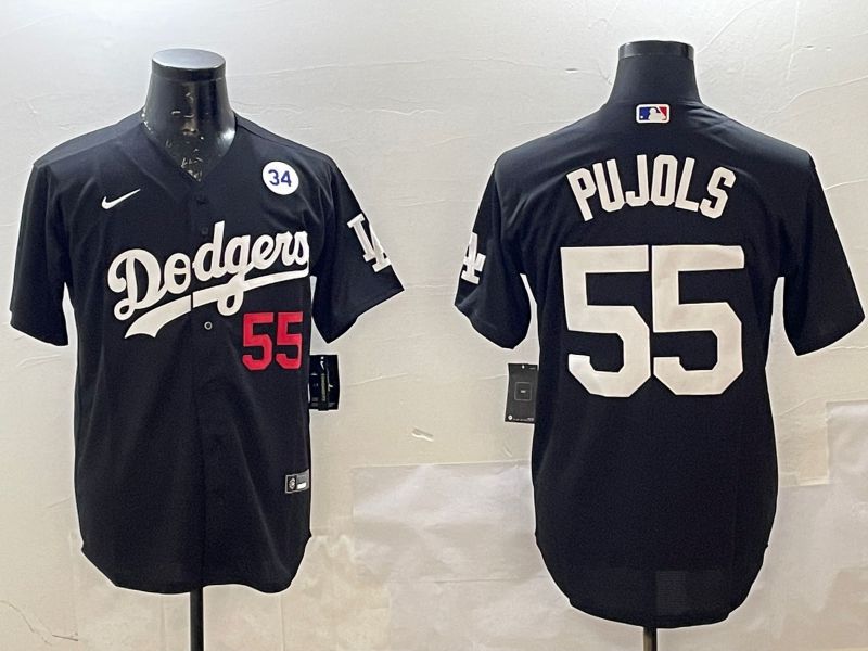 Men Los Angeles Dodgers #55 Pujols Black Game 2025 Nike MLB Jersey style 2263->los angeles dodgers->MLB Jersey